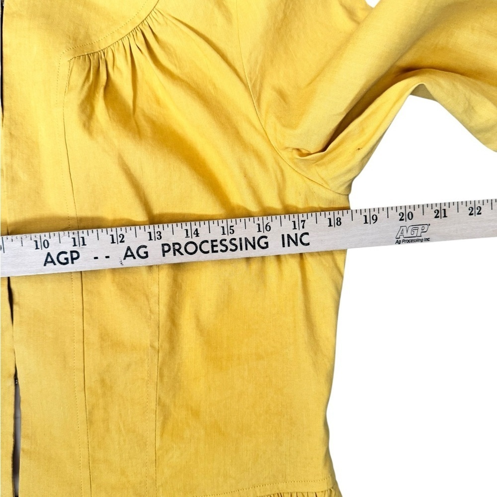 Harold’s Yellow Linen Blend Peplum Jacket Blazer Size 10 Cottagecore I43 - Picture 3 of 7